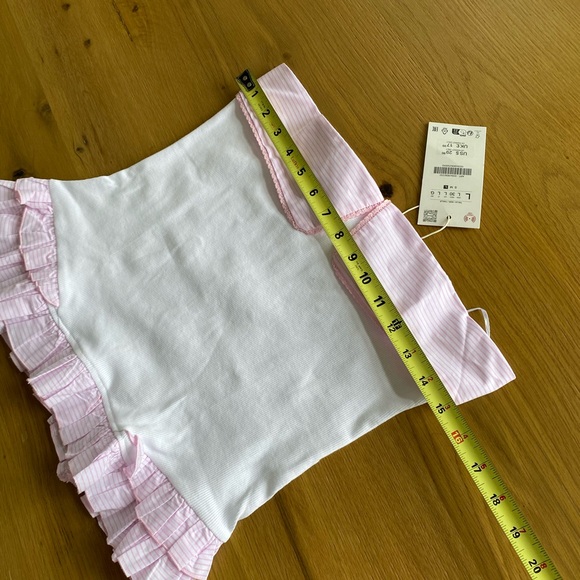 NWT Zara Pink & White Striped Ruffle Tube Top - Size L (Fits M/S) - Picture 3 of 5